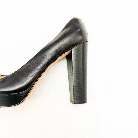 Coach Leather Black Platform Block Heel Round Toe Pumps Size 10 - Picture 3 of 6